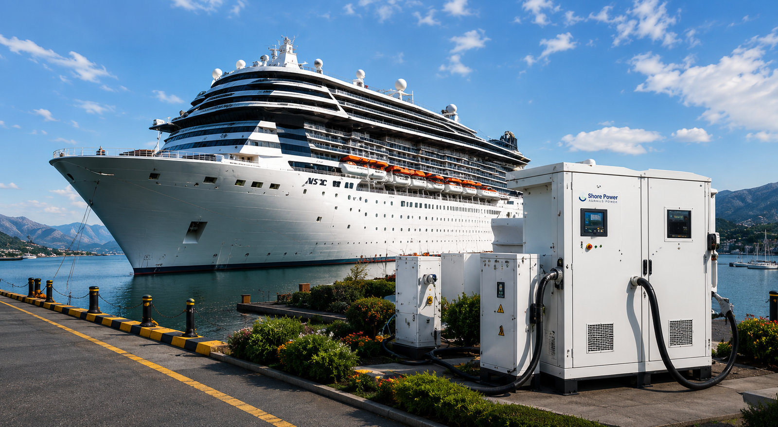 Illustrative cruise berth and shore power scene supplied by AURALIS