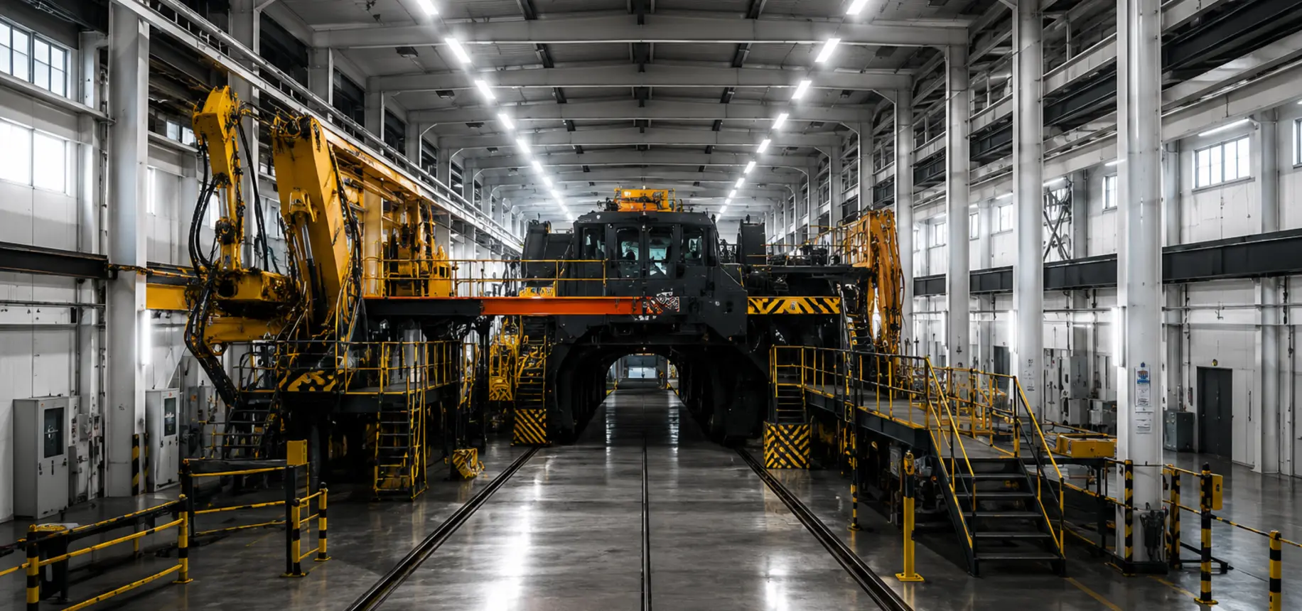 Industrial machinery in a modern production hall